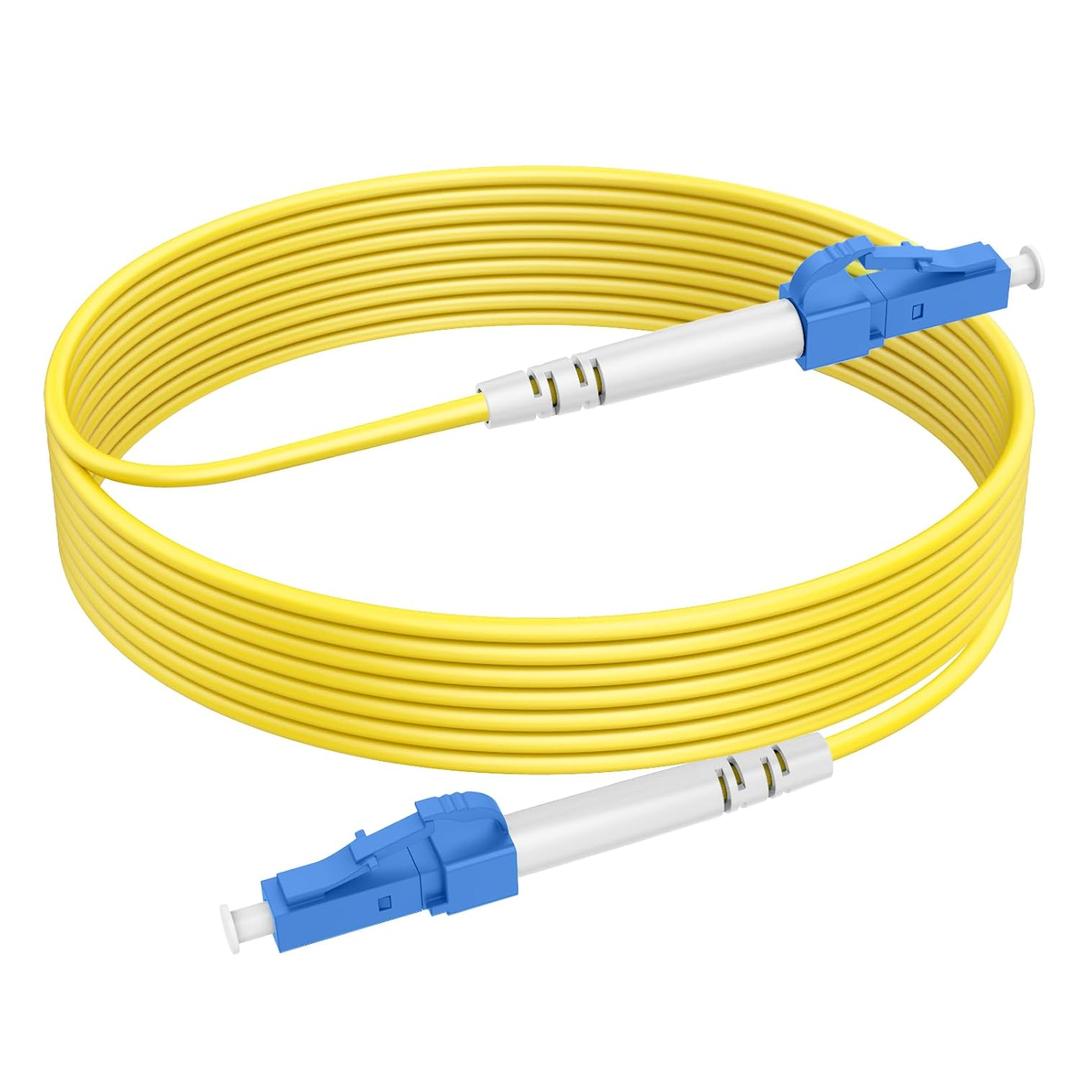 (100ft/30m LC to LC Fiber Optic Internet Cable, OS2 Single Mode Fiber Patch Cable, Simplex 9/125um LSZH Yellow OD 3.0mm