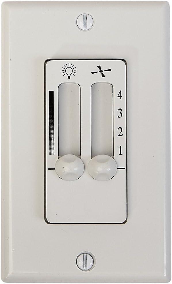 Hamilton Hills White 4 Speed Ceiling Fan Wall Control with LED Dimmer Light Switch | Wall Face Plate Included (Dual Dimmer 4")