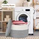 21" x 18" Extra Large storage baskets,Decorative blanket basket with lid for Living room,rope baskets with lid,wicker hamper for bedroom,Big,Round,White & Grey 115L