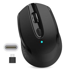 RaceGT USB C Wireless Mouse, Type C Silent Mouse for MacBook Air/Pro, 2.4G Cordless Computer Mice with 6 Buttons and 3 Adjustable DPI for Mac, Laptop, Desktop, PC