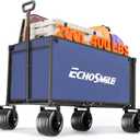 EchoSmile Collapsible Wagon Cart for Camping & Beach - Heavy Duty 400lbs Capacity All-Terrain Cart with Wide Wheels, Portable Folding Utility Wagon for Grocery, Garden, Sports,Blue&Orange