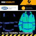 PAFESTER Safety Reflective Rain Jackets for Men Winter Yellow Insulated Rain Coats Waterproof Hoodie with Multiple Pockets (Yellow, L)