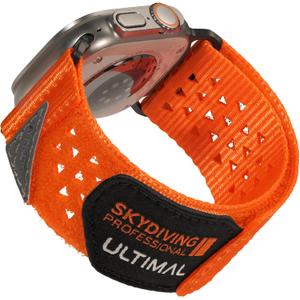 ULTIMAL Ultrawide for Apple Watch Band Ultra/Ultra2 49mm/46mm/45mm/44mm Ultra wide Sport Nylon Band for iWatch Series 10/9/8/7/6/5/4/SE/SE2 for Women Men Hollow Out Breathable watch band (49/46/45/44mm, Orange)