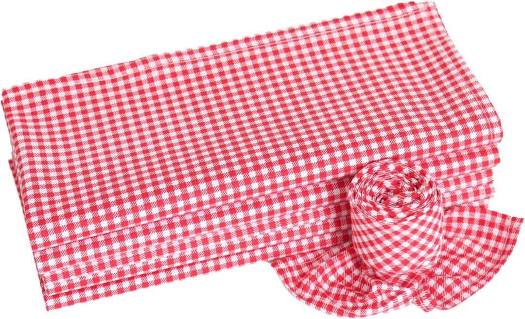 Red Checkered Print Cloth Napkins 100% Cotton, 18" X 18" Washable Dinner Napkins Cloth Set, Set of 6 Napkins for Party, Wedding, Cocktail