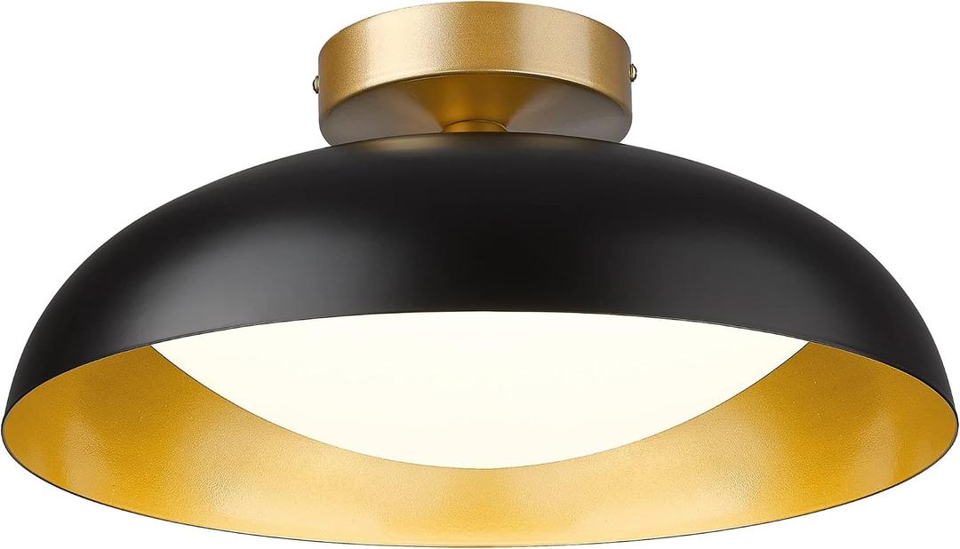 kudos Flush Mount Ceiling Light, 16-inch LED Ceiling Light Fixture, Black and Gold Finish, 24W 2400lm Light Fixtures for Living Room, Kitchen, Bedroom, Hallway, 5CCT Adjustable, KDCL02-BK