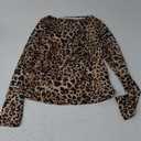 Women's Long Sleeve Leopard Print T Shirts Boat Neck Slim Fit Tee Shirts Streetwear (Medium, Multicolor)