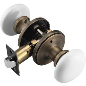 parro White Door Knobs, Porcelain Door Knobs Interior, Antique Brass Ceramic Door Handles, Vintage Door Levers with Privacy Lock