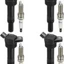 BDFHYK Ignition Coils UF651 and Iridium Spark Plug 9686 Compatible with Hyundai Elantra Coupe GT Tucson Kia Forte Soul l4 1.8L 2.0L Replaces 5C1861 C1804 50146 GN10633 5147 9417 9723 XP5702 Set of 4