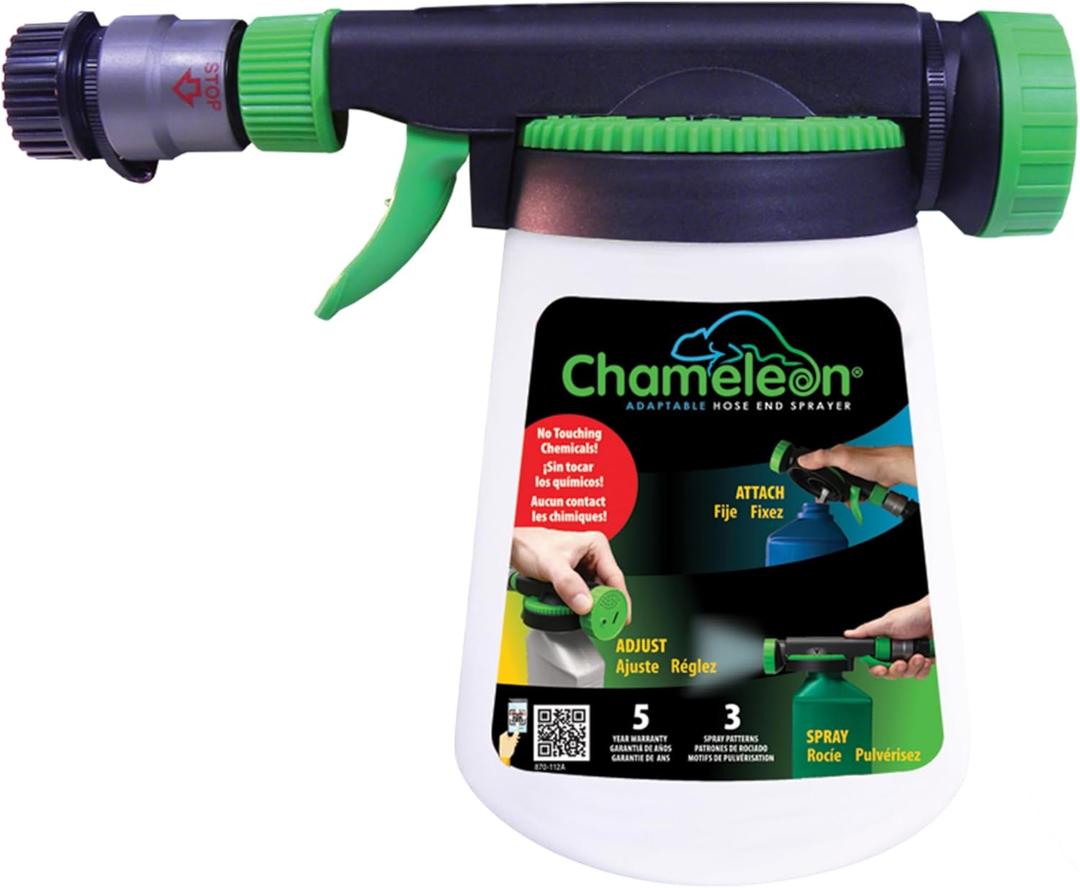 RL FloMaster Chameleon Hose End Sprayer for use with Fertilizers, Weed Killers, Fungicides and Insect Killers, 32 ounce Refillable Bottle Included