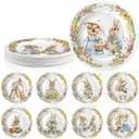8 Pcs Easter Salad Plates Bunny Dishes 8" 10" Melamine Easter Dinnerware Sets Assorted Designs Ceramic-like Spring Rabbit Plates for Dinner Salad Dessert Birthday Party Supplies(10 Inch)