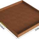HofferRuffer Extra Large Square Serving Tray, Elegant Faux Leather Ottoman Tray with Gold Hardware Handles, Serve Tea, Coffee or Breakfast in Bed, 24 x 24 inches (Brown Shagreen)