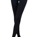 Pnadty Women's High Waisted Velvet Warm Elastic Tights Winter Fleece Lined Thick Leggings Pants (Black, S)