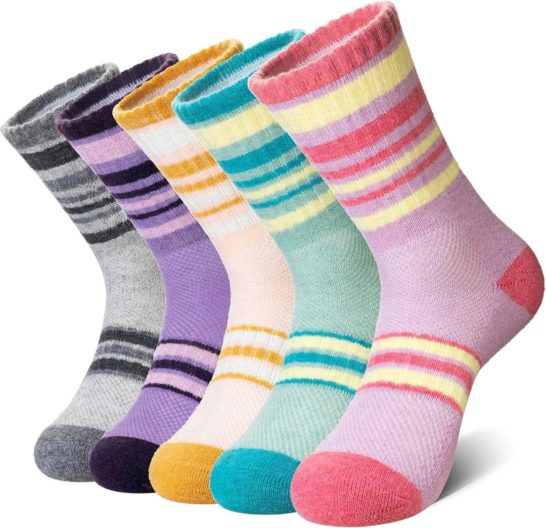 DoSmart Merino Wool Hiking Socks for Women Men Thermal Winter Warm Moisture Wicking Boot Work Cushion Gift Socks 5 Pairs (Medium)