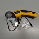 Cordless Electric Scissors: 4V Rechargeable Cardboard Cutter, 3 Blades, Safety Lock & LED Light, Box Cutter for Carton Carpet Plastic Fabric Leather(Yellow