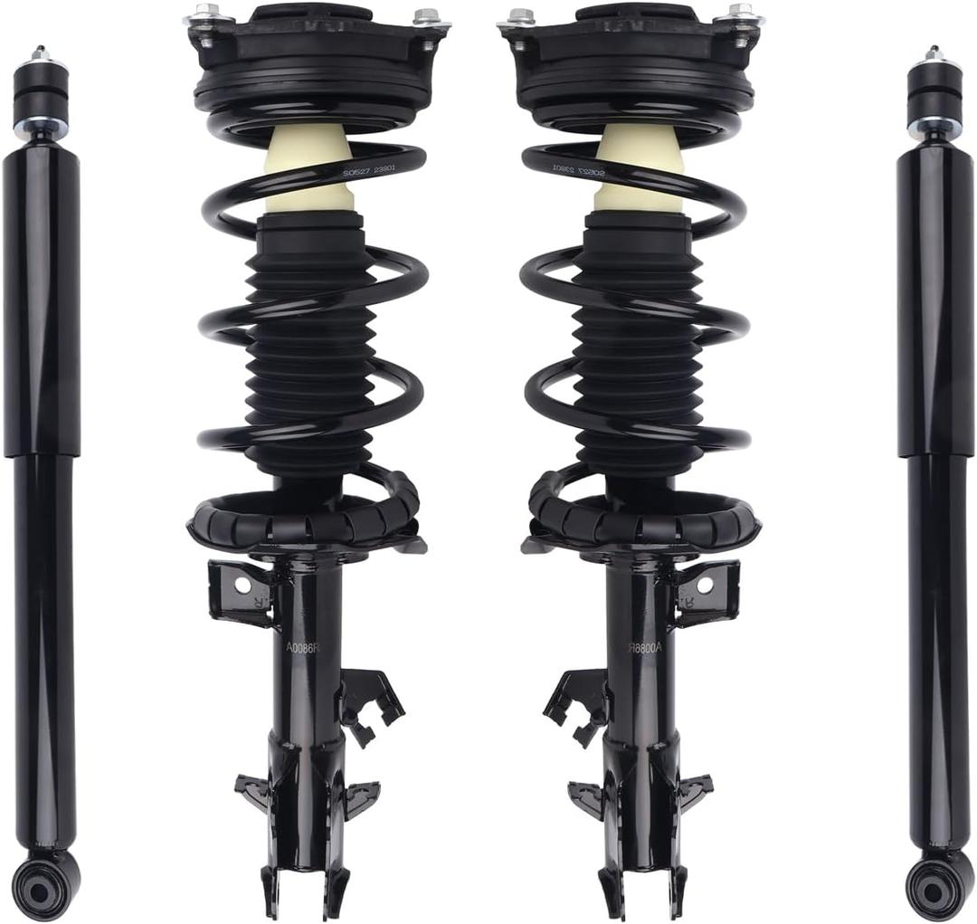 Autoround Front & Rear Complete Shock Absorber Struts with Coil Spring Assembly Compatible with Nissan Versa 2007 2008 2009 2010 2011 2012, Replace 172352 172351 343465, Left & Right, 4PCS