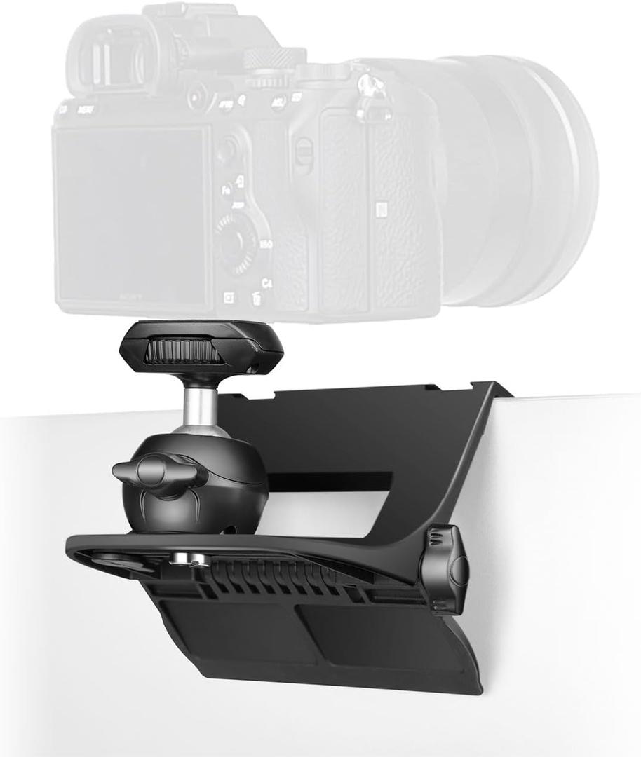 CM01 RAUBAY Monitor Top Camera Mount Clamp, Hanging Webcam Stand with 1/4" Screw, Suitable for Flat-Screen Monitors, for Live Stream, Video Conferencing, YouTube, TikTok, etc.