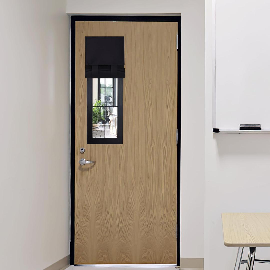 RYB HOME Classroom Door Window Cover, Blackout Shades for Classroom Windows and Doors Cover Lockdown Shades, Room Darkening Design Blocks Views, W 8" x L 36", 1 Panel, Black
