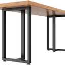 Metal Table Legs 28 inch Height x 24 inch Wide with Adjustable Protector Feet, Industrial & Rustic Style Heavy Duty Metal Furniture Legs for Desk/Table, (Bear Up to 800lb), Black, T-Shape Set of 2