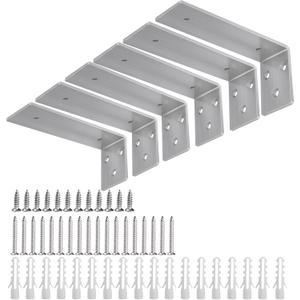 Floating Shelf Brackets 6 inch - L Heavy Duty Shelf Brackets for Wood, Stainless Steel Bracket Hardware Supports for Shelves 6 Packs