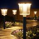 Super Bright Solar Pathway Lights Outdoor Powered 4 Pack,Adjustable Warm&Cool White,Waterproof IP65 Solar Garden Decor Landscape Lighting Outside for Front Yard/Patio/Walkway/Driveway/Lawn/Path Light