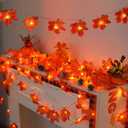 YEGUO 6 PCS Thanksgiving Decorations for Home, Fall Lights Battery Operated, Total 60ft 120 LED Lighted Fall Garland Maple Leaves for Halloween Holiday Autumn Harvest Fall Thanksgiving Decor (Orange)
