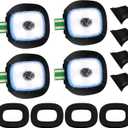 Mudder LED USB Rechargeable Beanie Light with Rubber Piece for LED Beanie Hat Craft Kits, Easy Install and Replaceable Headlamp Hat DIY Unisex Hand-Free Headlight for Men and Women(4 Pieces)