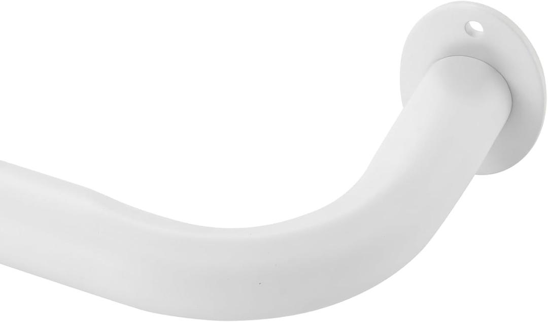 Room Darkening Curtain Rod 28-48 Inches, Wrap Around Design, Extra-Thick 1-Inch Diameter Single Drapery Rod, Extendable Metal Rod Set of Window Treatment (Matte White, 28-48")