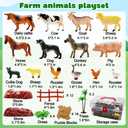 BOLZRA Farm Animal Figurines, Realistic Plastic Animals Toys with Fences Building Blocks, Farm Figures Playset Educational Christmas Birthday Gift for Kids & Toddlers, 53 PCS
