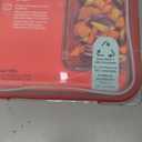 Pyrex Freshlock 8 Cup Rectangle Food Storage Container: Glass Container with Lid, Oven & Microwave Safe, Clear/Red