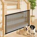 Pet Gate Mesh  No-Drill Easy Install, Good Helper,Portable Folding Dog Safety Fence for Stairs & Doorways, 43.3 W x 28.3 H with 4 Adhesive Hooks