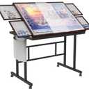 Jigsaw Puzzle Table 1500pcs with Legs and Storage Pocket,5 Adjustable Up Level Puzzle Tables for Adults with Drawers and Wheels,Board Game Table,Coffee Color 