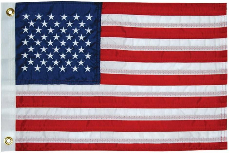 TAYLOR MADE PRODUCTS 50-Star US Boat Flag, 16" x 24", American Red, White & Blue, Stars and Stripes, Water-Repellent Fade-Resistant 200-Denier Nylon Fabric, Brass Grommets - 2424