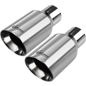 Upower Pack of 2 Exhaust Tip 2.5 inch Inlet 4 inch Outlet 9" Long 304 Stainless Steel 2.5" to 4" Diesel Exhaust Tailpipe Tip Double Wall Slant Cut