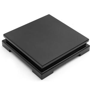 MDEOOSKY Wooden Display Stand Square Wood Display Base Display Risers Square Vase Riser Teapot Aquarium Lamp Base Home Decoration 7.9" W x 7.9" D x 1.7" H (Black)