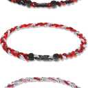 Junkin Baseball Necklaces Three Braided Rope Titanium Necklace for Fans Team Gifts Boys Men Player Softball Sports (Red)
