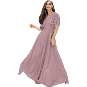 KOH KOH Womens 2025 Long Elegant Bridesmaid Evening Cocktail Modest Maxi Dress (Dusty Pastel Pink, XS)