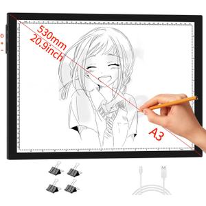 WELZK Light Board A3, 16.612.6inchs Light Pad, Side Button Design, 9 Levels/Stepless Dimming, Light Box Widely for Diamond Painting, Tracing, Weeding Vinyl etc.
