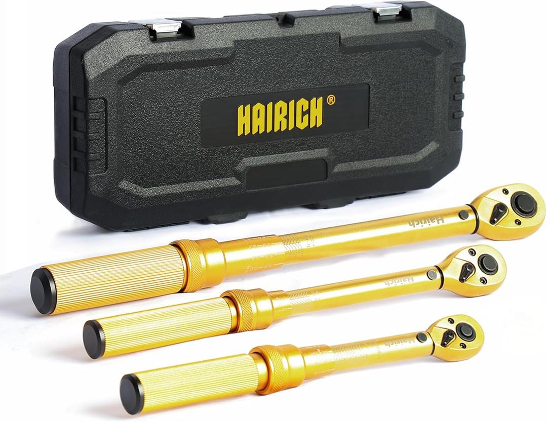 1/4 3/8 1/2 inch Drive Click Torque Wrench, 3Pcs Torque Wrench Set 20-240in.lb, 10-45ft.lb, 10-170ft.lb,72-Tooth Dual Range Scales with Quick Release Reversible Head for Car