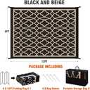 Reversible Mats - Outdoor Rugs 9'x12' for Patios Clearance, Plastic Straw Rugs Waterproof, Portable, Outdoor RV Camping Rug, Garden, Balcony, Picnic, Beach, Camping(Black & Beige)