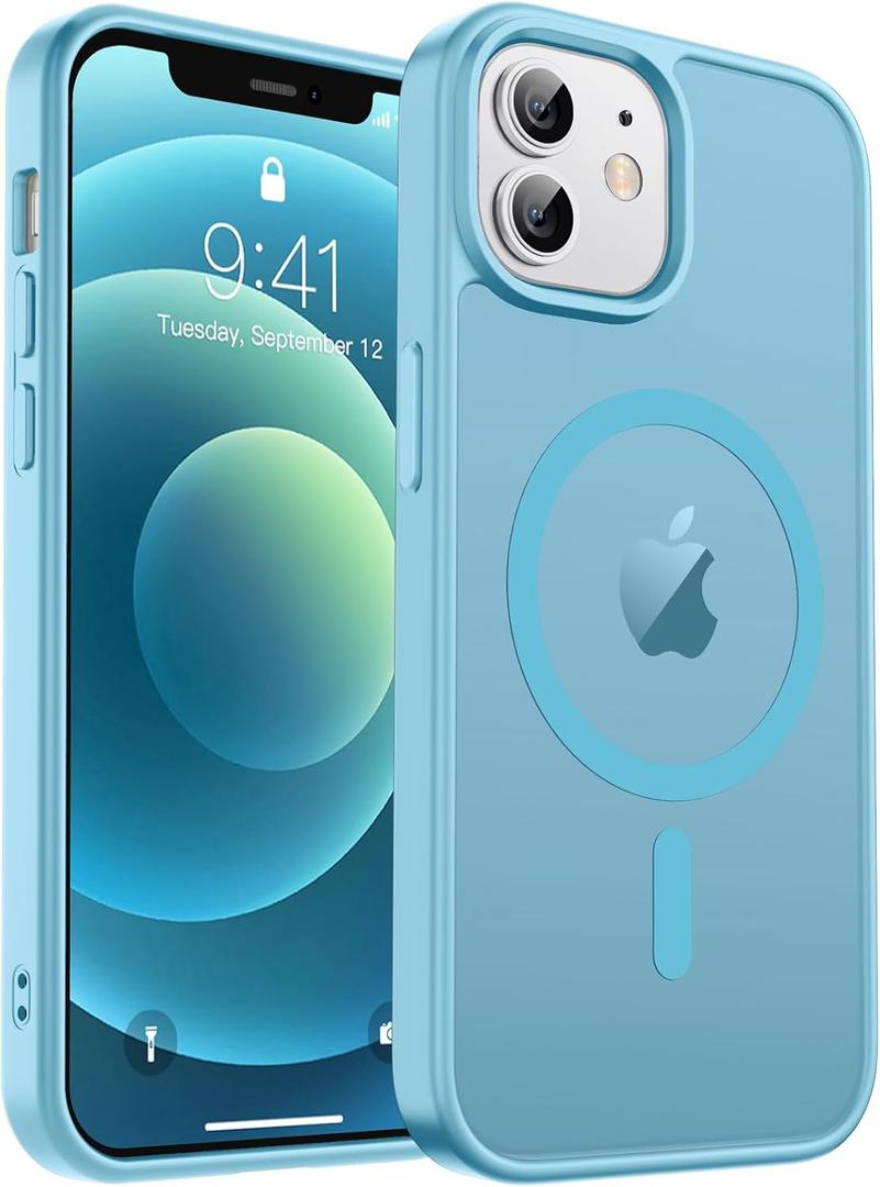 Zapica Magnetic for iPhone 12 Case & iPhone 12 Pro Case, [Compatible with MagSafe] [Military Grade Drop Protection] Translucent Matte Shockproof Anti-Scratch Phone Cover, Light Blue