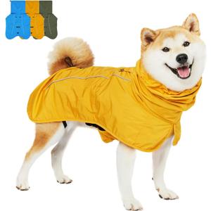 Tuff Pupper Waterproof Dog Raincoat | Full-Body Windproof Rain Jacket for Dogs | Reflective Strips | Breathable Mesh Lining | Adjustable Fit | Leash Port | Small Medium Large XL XXL Dogs (Yellow, M)