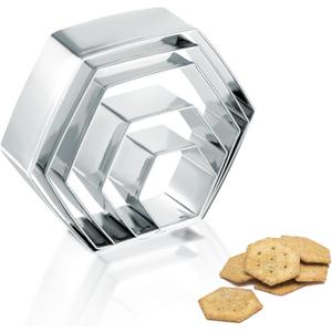 5PCS Hexagon Cookie Cutter Set, Stainless Steel Hexagon Shapes Biscuits Cookie Cutter, 5 Sizes Geometric Biscuit Cutters for Biscuits, Cake and Sandwiches Shapes (3.66/3.27/2.95/2.13/1.38 Inch)