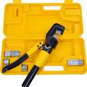 10 Ton Hydraulic Hand Crimper Tool Set for Stainless Steel Cable Railing Fittings, Crimps 1/8" to 3/16", Cable Crimping Tool with 9 Pairs of Dies (Yellow)