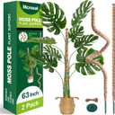 MCROSAL 2 Pack 63'' Bendable Moss Pole Monstera Plant Support for Indoor Climbing Plants, Tall Plant Stick Support Stake for Potted Plants, Pothos, Philodendron (Brown)