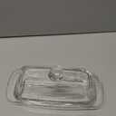 8'' Art Glass Butter Dish with Lid,Classic Covered 2-Piece Butter Container For Countertop,Multi-Purpose Preserving Serving Dessert Tray Bowl,Dishwasher Safe