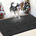 IM HOME Chenille Absorbent Outdoor Doormat 72" x 48", Washable Muddy Door Mats for Dog Non Slip Indoor Doormats Dog Mat for Muddy Paw Front Inside Doormats for Entryway Dark Gray