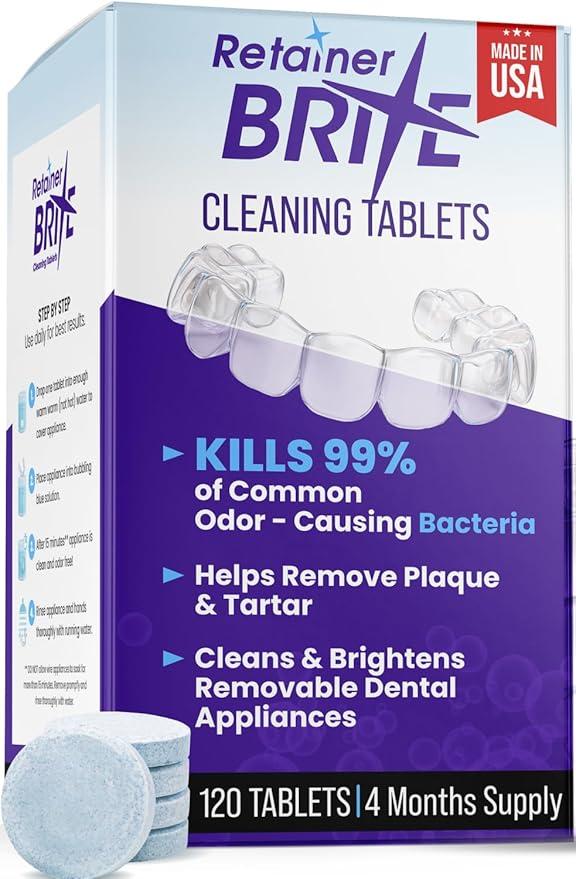 Retainer Brite Tablets for Cleaner Retainers and Dental Appliances - 120 Count
