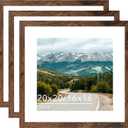 Wood 20x20 Picture Frame with 16x16 Mat Deep Brown, Display 16x16 with Mat or 20x20 without Mat, Wood 20 by 20 Photo Frame, 20 x 20 Frame for Wall Hanging Display, Deep Brown, 3 Pack