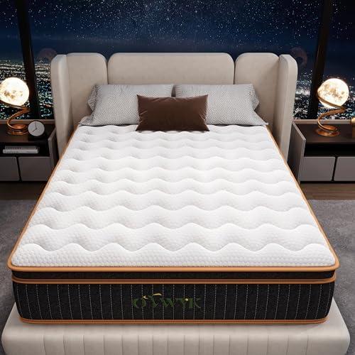 Ovwyk King Mattress 12 Inch, Hybrid Mattress King Size Bed in a Box, Memory Foam and Individual Pocket Springs, Edge Support, Motion Isolation & Pressure Relief, Medium Firm