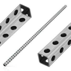 Blulu 1 Pcs 1 x 36" Perforated Tube, 14 Gauge Thick Telescoping Perforated Tube Galvanized Steel Square Tubing with Holes for Traffic Signs, Safety Facilities Columns